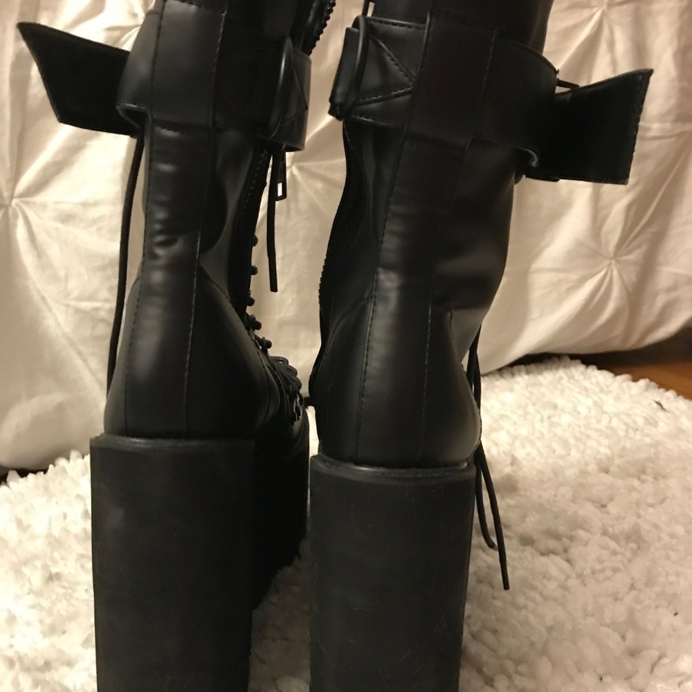 Demonia *NEW* Platform Boots Black Vegan Leather-8 - Picture 7 of 8